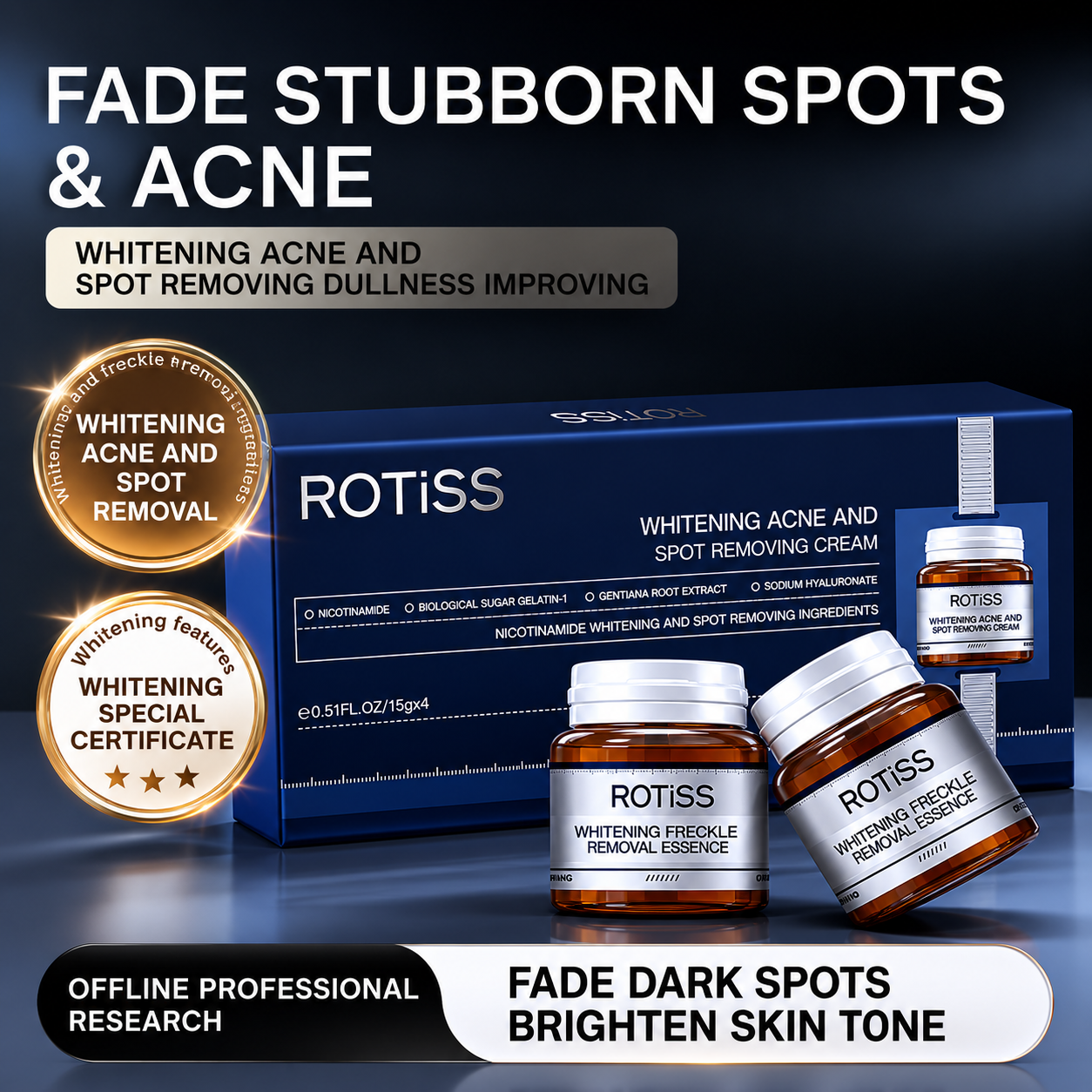 ROTISS Whitening Face Cream Fades Spots, Brightens & Evens Skin Tone