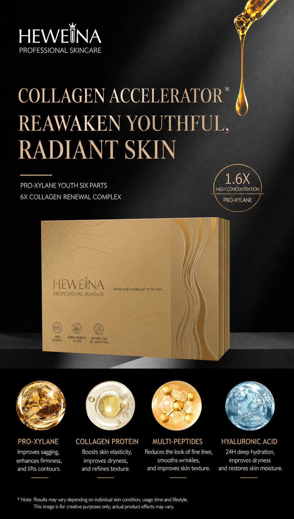 HEWEINA Collagen Anti-Aging Kit with Thermal Lifting Beauty Device, Brightening Dark Spot Skincare Set