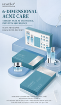 HEWEINA 6-Dimensional Acne Care 5-Piece Ocean Fragrance Skincare Set, Oil Control Pore Minimizing Anti-Redness Cleanser Toner Cream Ampoule Mask Kit