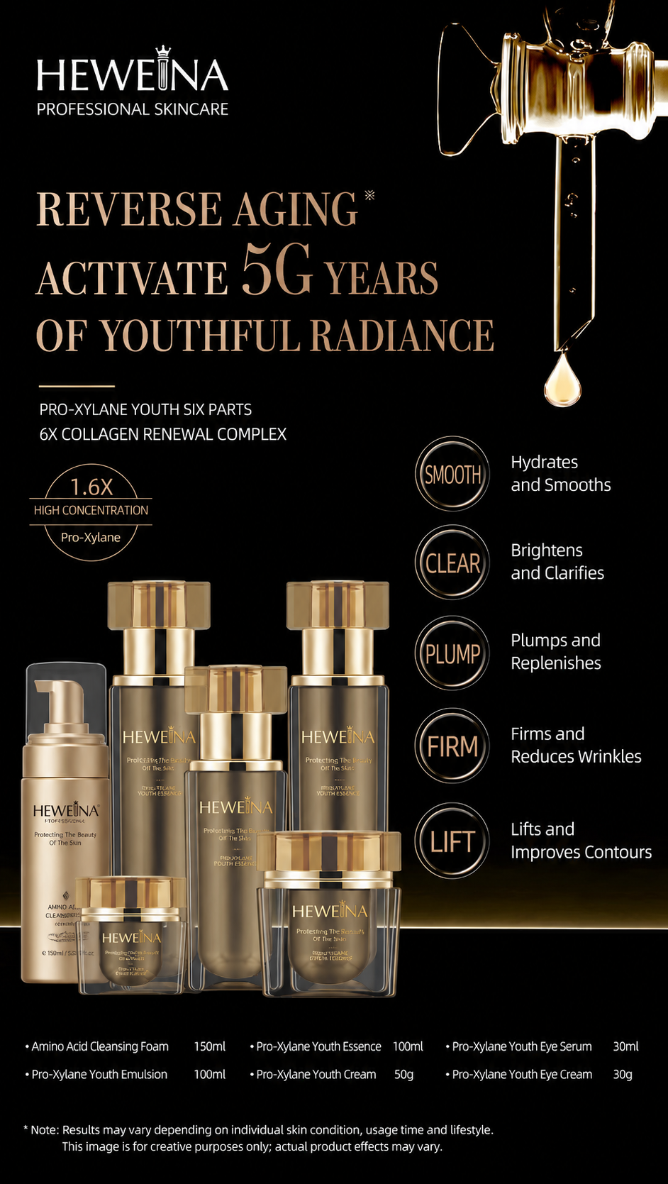 HEWEINA Collagen Anti-Aging Kit with Thermal Lifting Beauty Device, Brightening Dark Spot Skincare Set