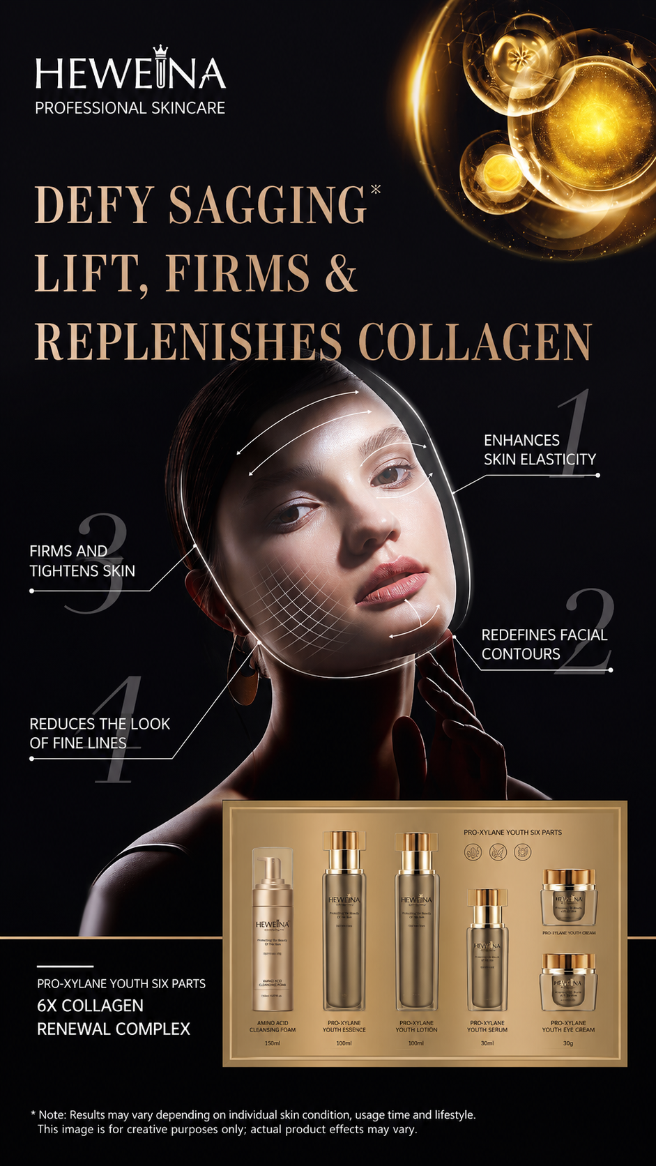 HEWEINA Collagen Anti-Aging Kit with Thermal Lifting Beauty Device, Brightening Dark Spot Skincare Set