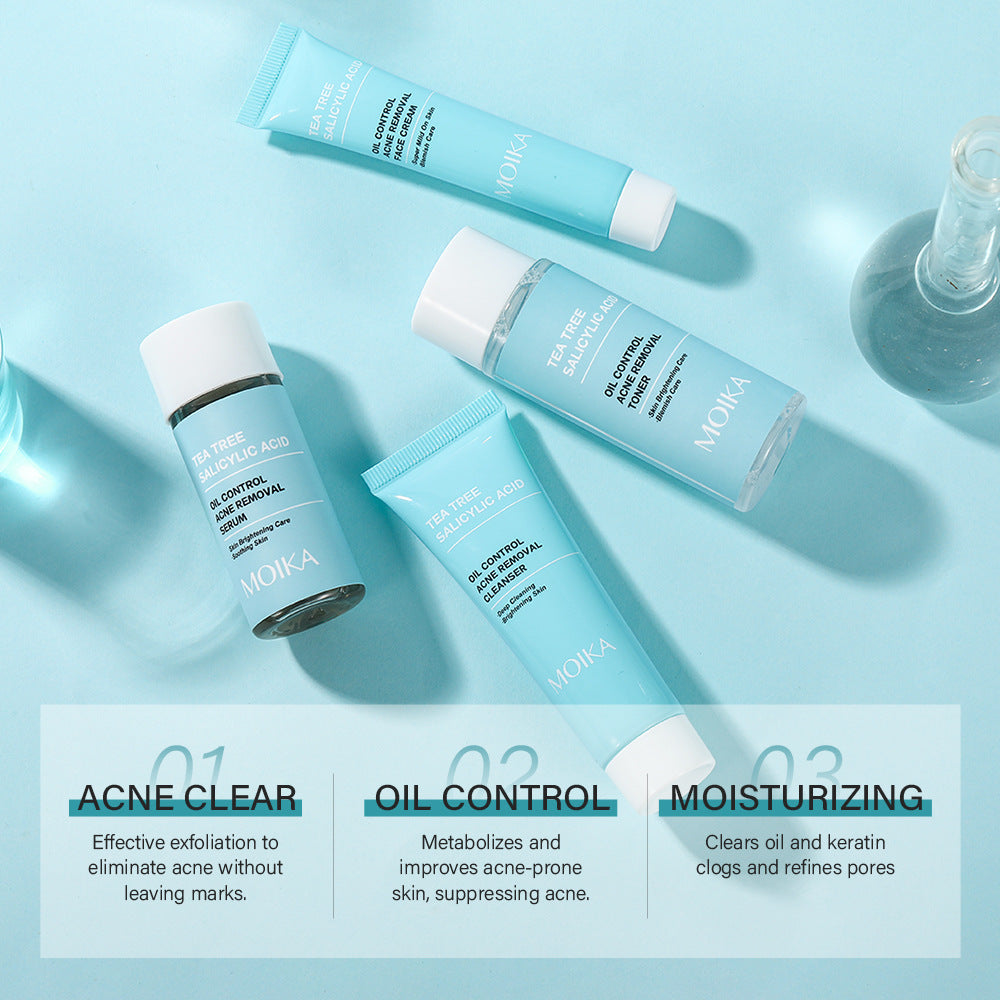 Tea Tree Salicylic Acid Oil Control Acne Removal Set - Prevents Recurrence